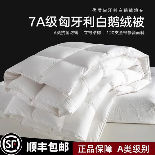 五星级酒店京希尔顿白鹅绒冬被羽绒春秋被子家用加厚保暖学生被芯 - 图0