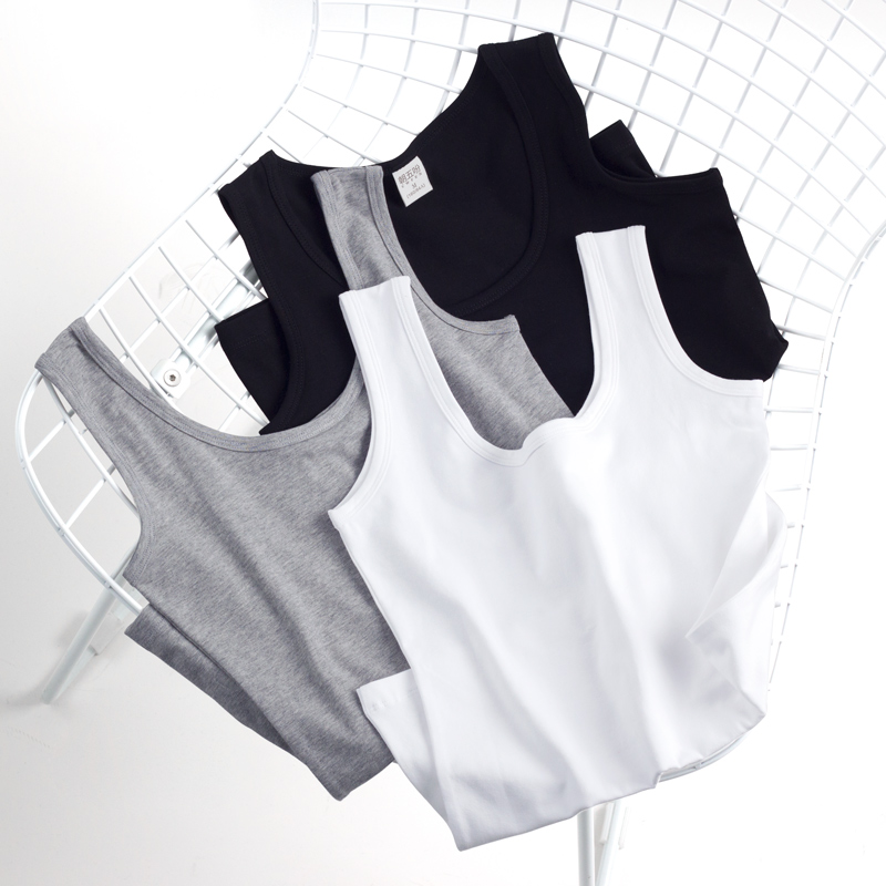 黑色春夏外穿短款修身显瘦小小背心 朝五吩背心吊带