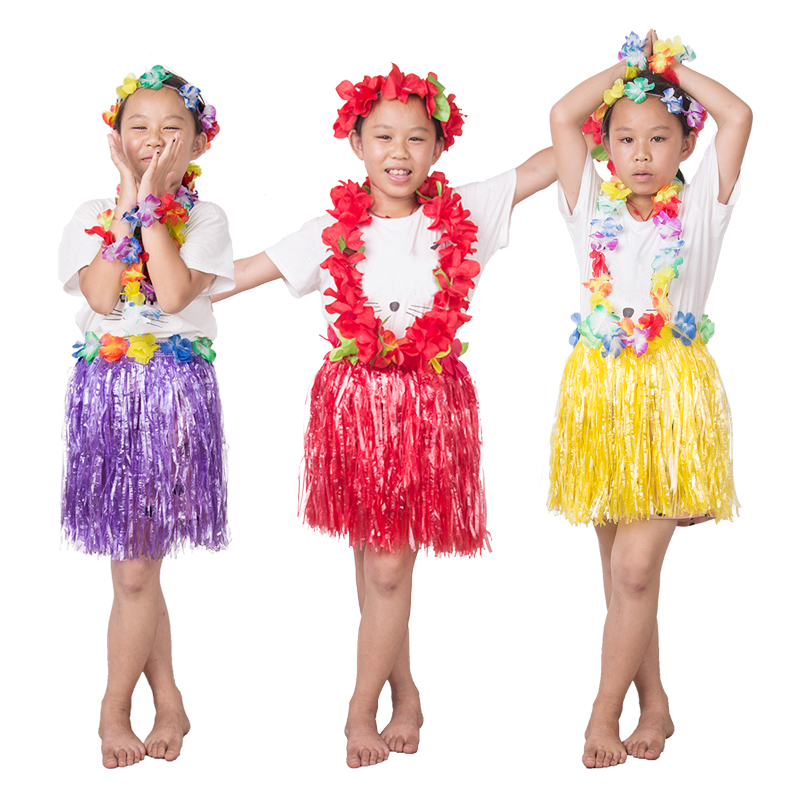 夏威夷儿童草裙幼儿园表演区材料小舞台道具服装运动会颁奖花环 - 图3