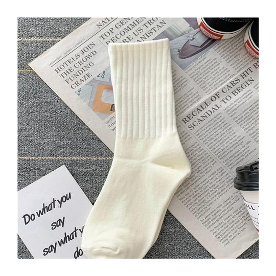 袜子男女款中筒纯色秋冬季长筒袜百搭ins潮运动百搭吸汗中筒袜