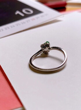 【小众设计款】仿老坑玻璃种玉髓葫芦镶嵌钻石戒指镀925小巧复古