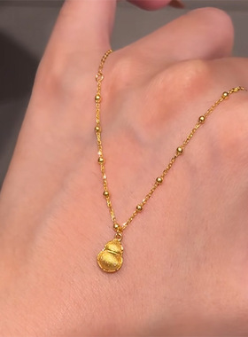 小红书爆款古法工艺拉丝葫芦项链新中式小众设计轻奢高级感锁骨链