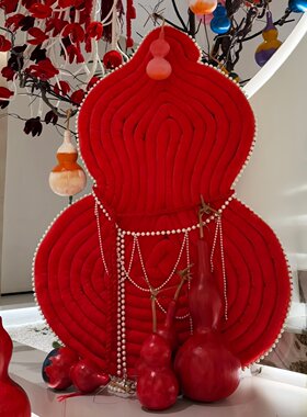 新年红色福禄葫芦道具店铺橱窗喜庆氛围装饰摆件网红美陈拍照打卡