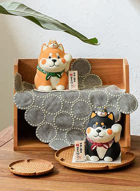 日本进口龙虎作柴犬狗存钱罐招福陶瓷创意摆件结婚礼物乔迁礼生日