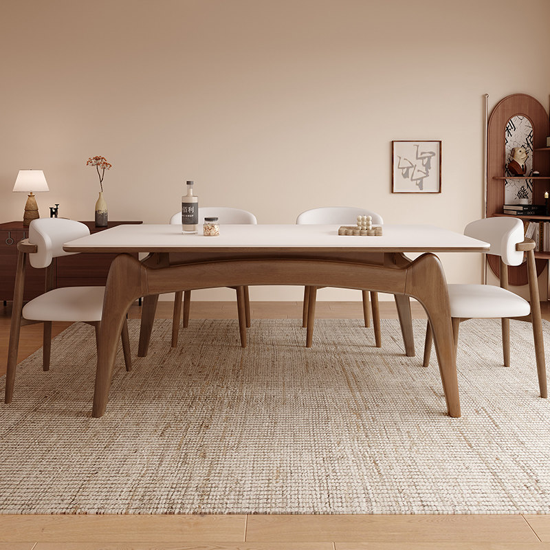 实木岩板餐桌椅家用2025新款轻奢高级感桌子客厅小户型长方形饭桌,淘宝优惠券,粉丝福利购,淘宝优惠卷