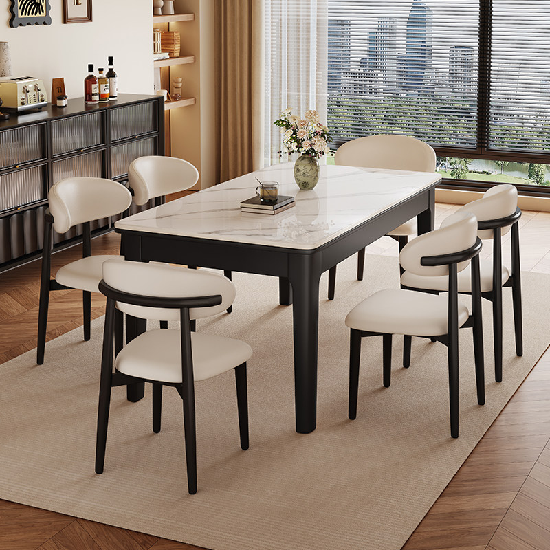 实木岩板餐桌2025新款家用小户型客厅吃饭桌椅组合现代简约长方形,淘宝优惠券,粉丝福利购,淘宝优惠卷