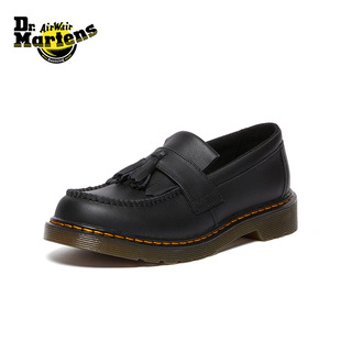 Dr．Martens马丁Adrian Y秋新款舒适百搭休闲通勤黑色皮鞋乐福鞋