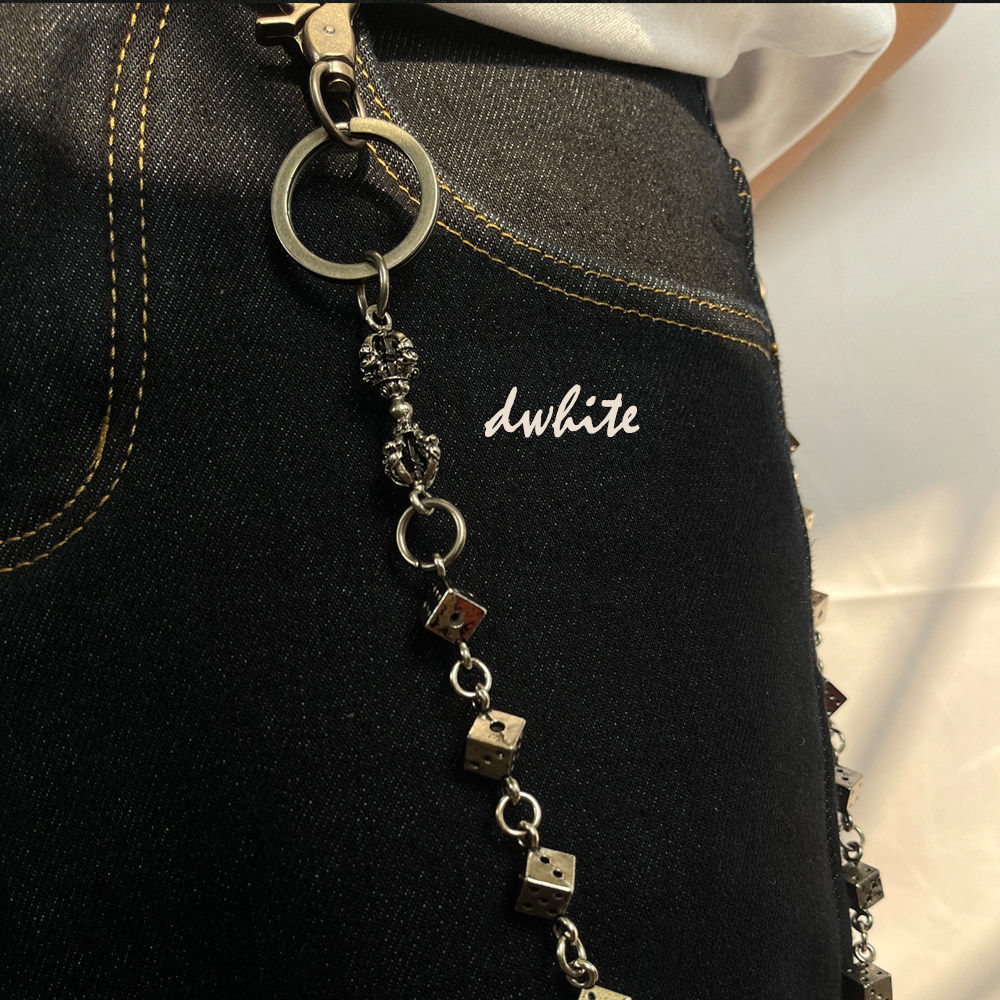 美式复古金刚杵骰子裤链配饰男女潮流牛仔裤链条挂饰cleanfit小众