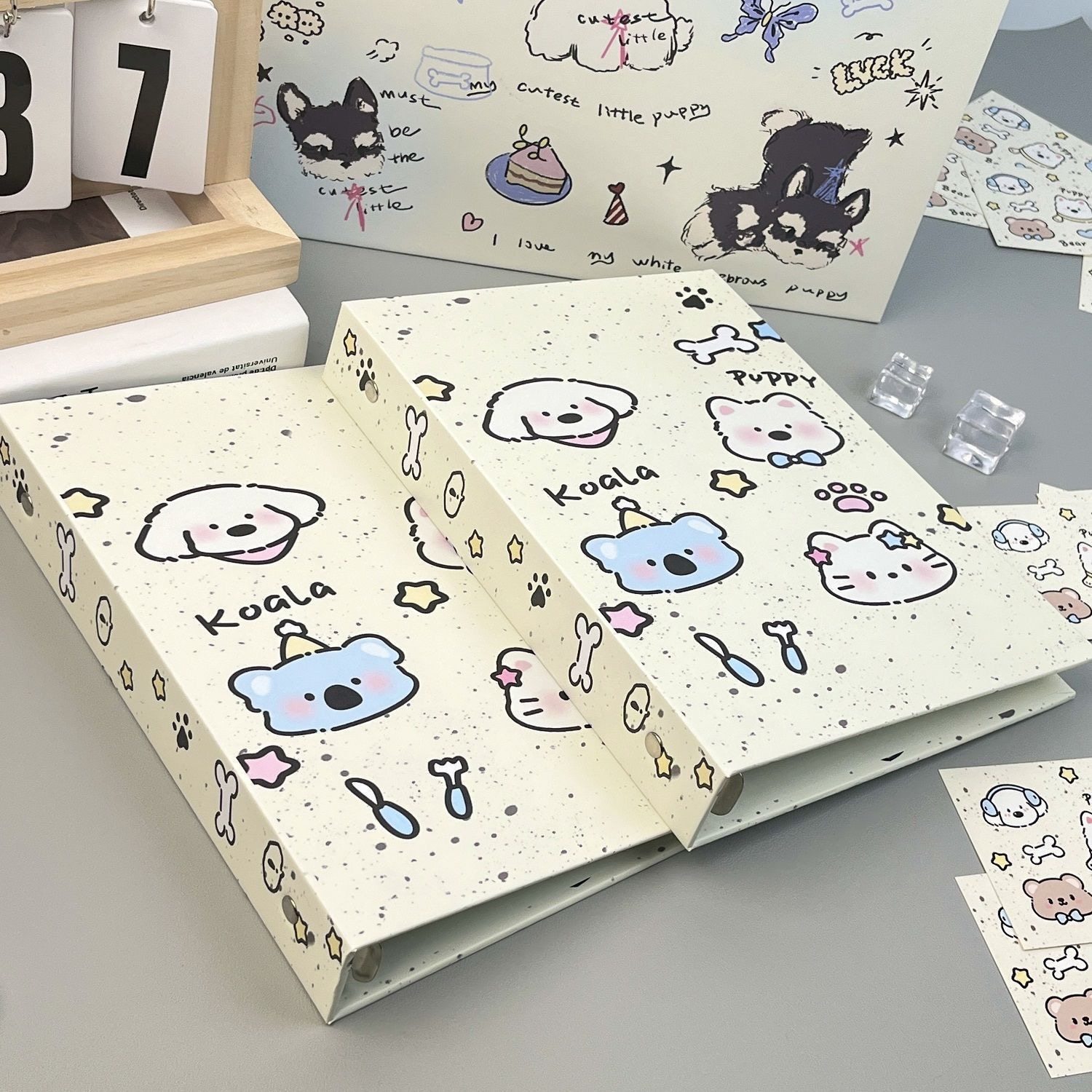 卡通泼墨动物A5活页卡册ins明星小卡防水相册高颜值四宫格收纳本,淘宝优惠券,粉丝福利购,淘宝优惠卷