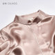 Silon Spring and Summer Stand Collar Shirt Home Clothes Silk Pajamas