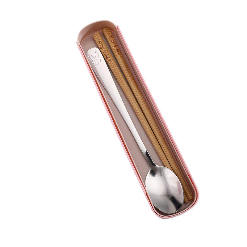 2个推拉盒餐具两件套便携不锈钢学生上学用筷子勺子套装精品店,淘宝优惠券,粉丝福利购,淘宝优惠卷