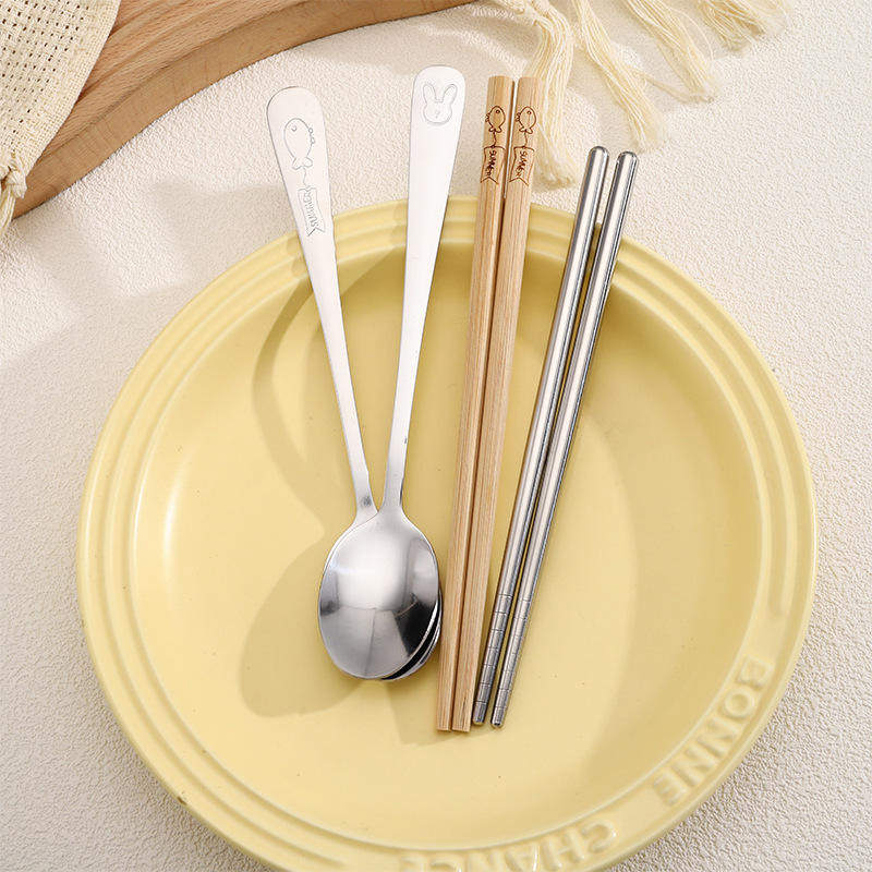 2个推拉盒餐具两件套便携不锈钢学生上学用筷子勺子套装精品店,淘宝优惠券,粉丝福利购,淘宝优惠卷