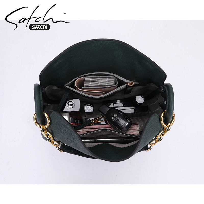 沙驰女包新款包包简约百搭真皮单肩包女士大气牛皮手提包女斜挎包 - 图2