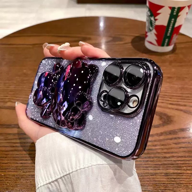 适用苹果16promax镜子KT猫支架手机壳ihome15pr新款13pro隐形iphonr14pormax高级感12平果14pr0max高档11防摔 - 图1