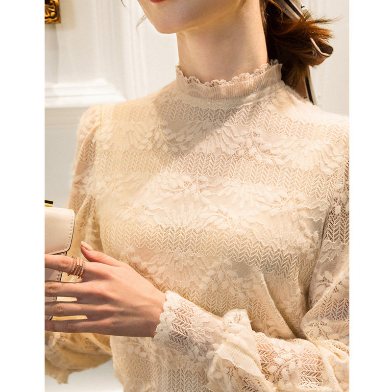 灯笼袖春秋2022新款洋气立领蕾丝衫 亿琪之秀蕾丝衫/雪纺衫