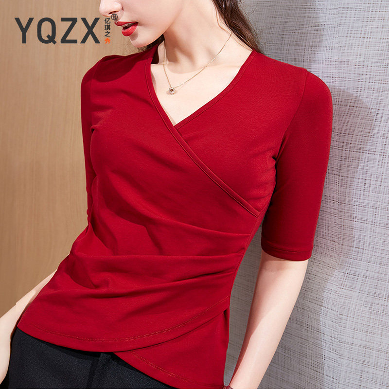 车厘子红中袖女修身2020新款t恤 亿琪之秀T恤