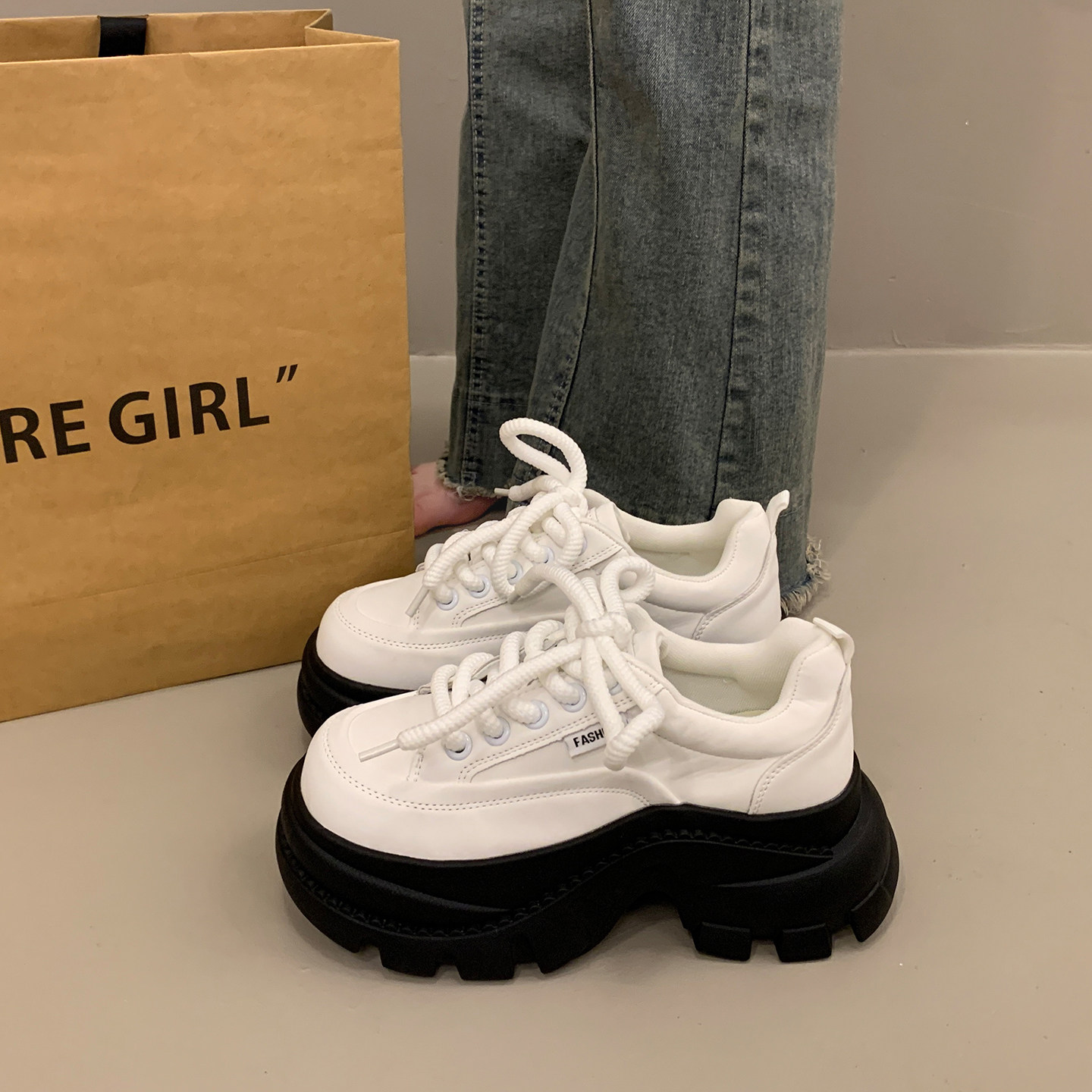 爆款松糕厚底老爹鞋女小个子增高2025新款秋冬加绒运动休闲小白鞋,淘宝优惠券,粉丝福利购,淘宝优惠卷