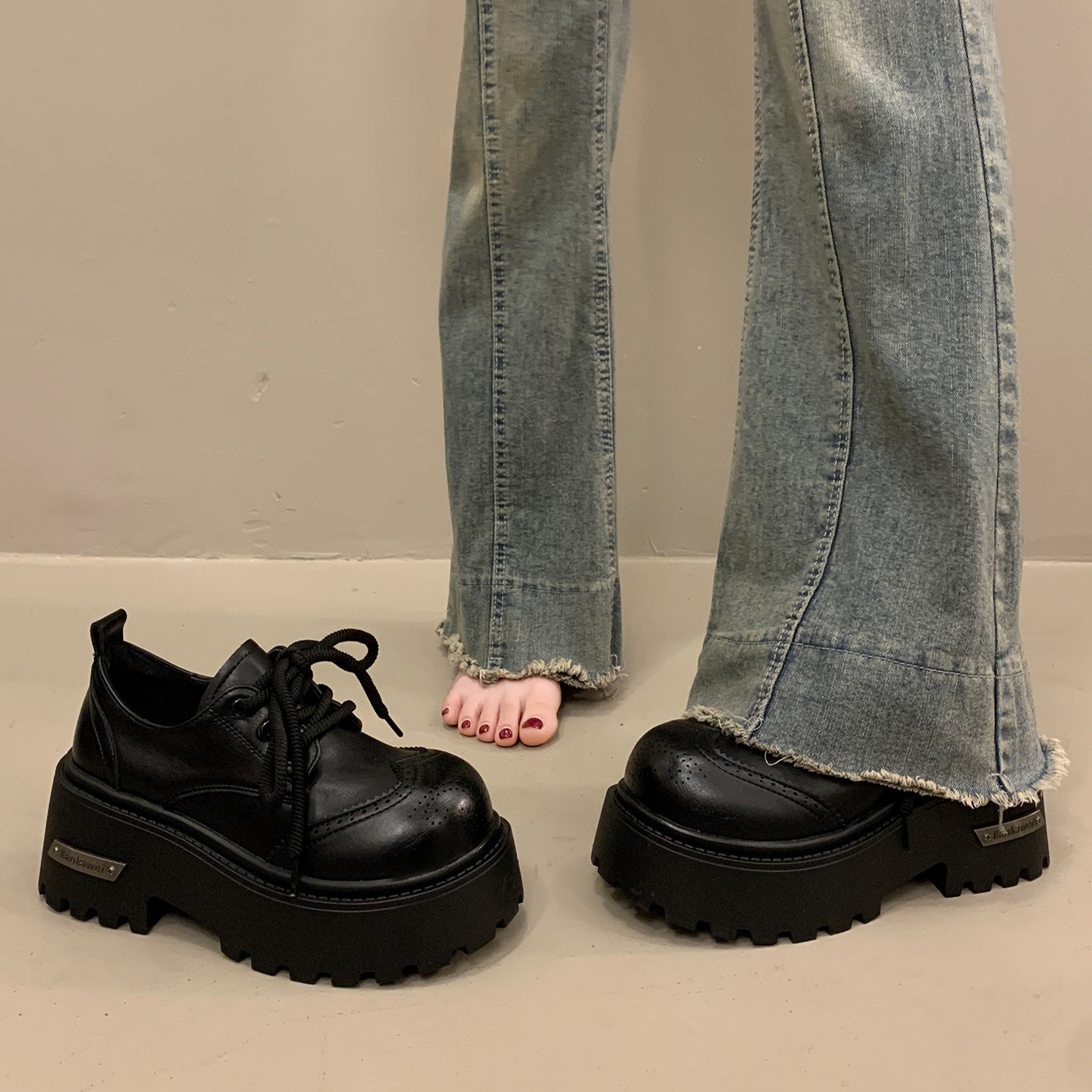 英伦厚底增高系带小皮鞋女春季法式深口单鞋2026新款乐福玛丽珍鞋,淘宝优惠券,粉丝福利购,淘宝优惠卷