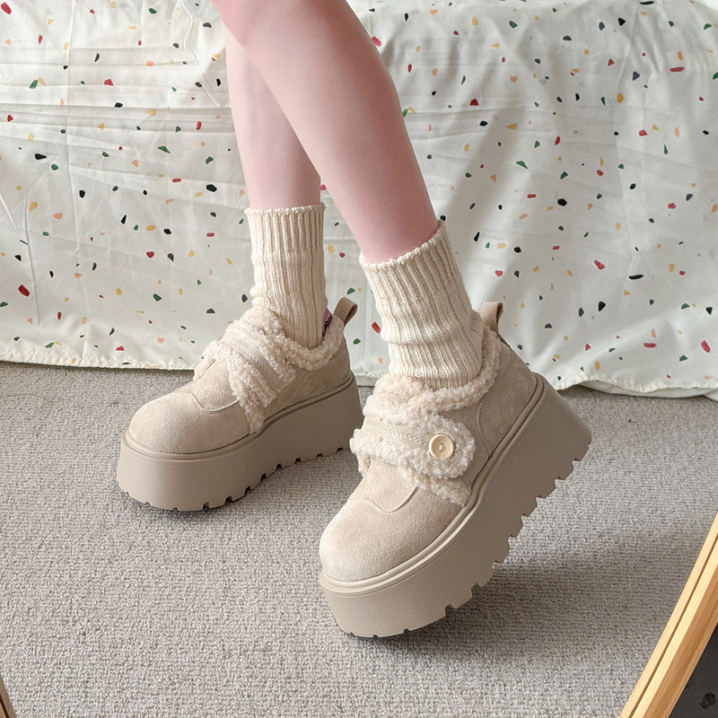 复古加绒深口单鞋女厚底勃肯鞋2025新款配裙子秋冬季乐福毛毛棉鞋,淘宝优惠券,粉丝福利购,淘宝优惠卷