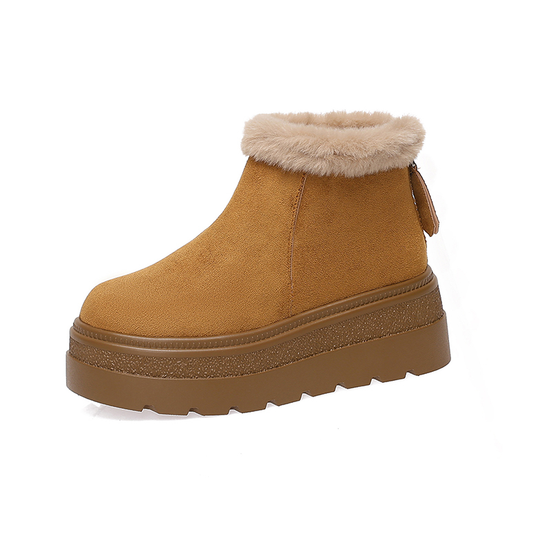 皮毛一体厚底雪地靴女冬季加绒加厚短靴2025新款爆款东北面包棉鞋 - 图0