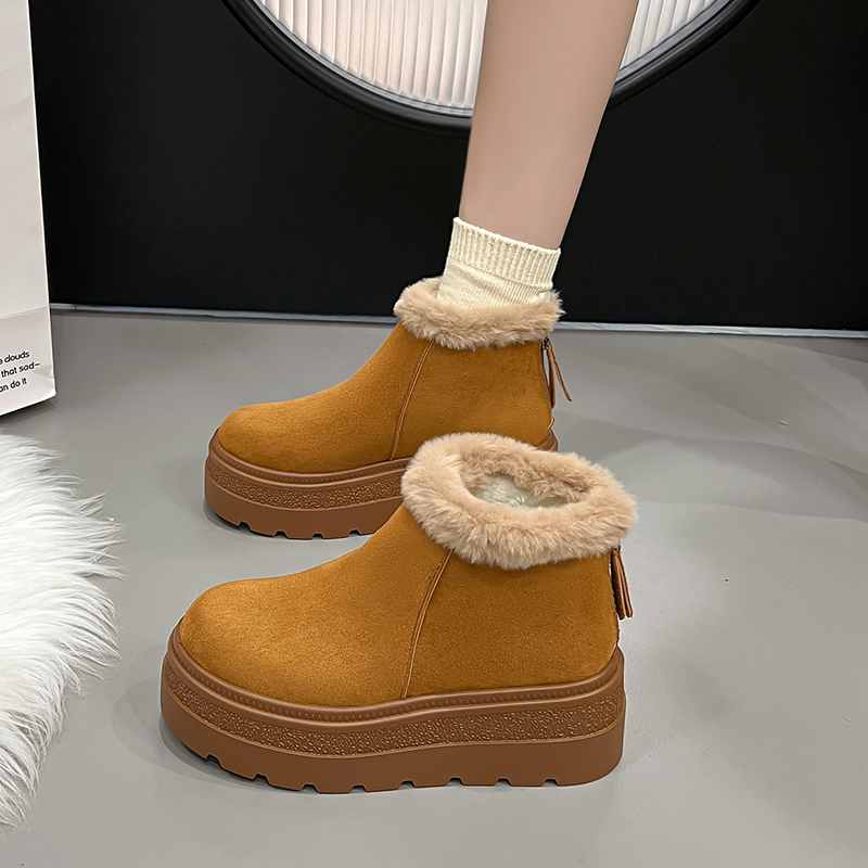 皮毛一体厚底雪地靴女冬季加绒加厚短靴2025新款爆款东北面包棉鞋 - 图2