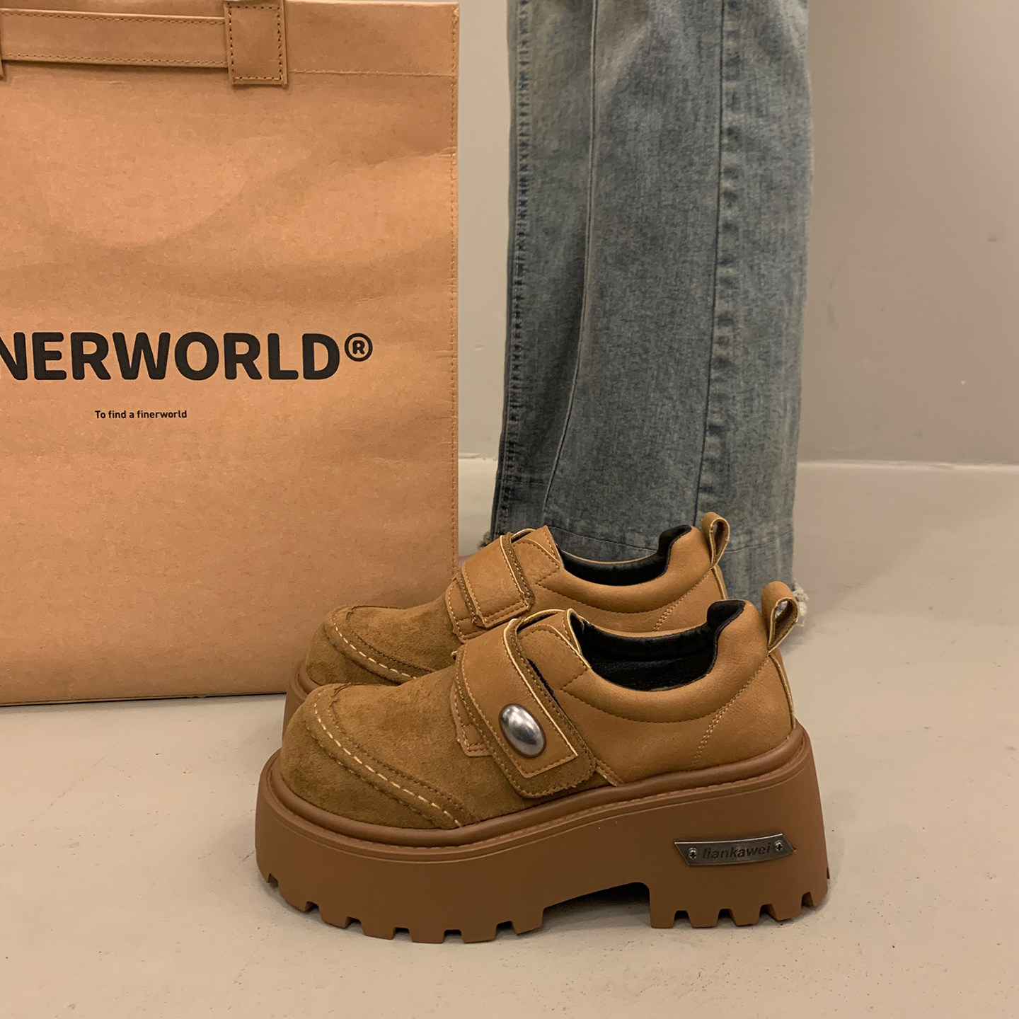 法式绝美厚底增高深口单鞋女秋冬季2025新款勃肯鞋大头英伦小皮鞋,淘宝优惠券,粉丝福利购,淘宝优惠卷