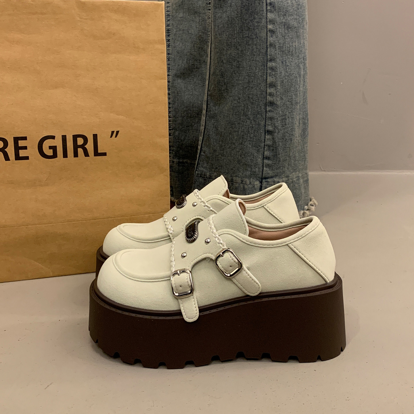 法式松糕厚底深口单鞋女春秋增高勃肯鞋2026超火新款乐福玛丽珍鞋,淘宝优惠券,粉丝福利购,淘宝优惠卷