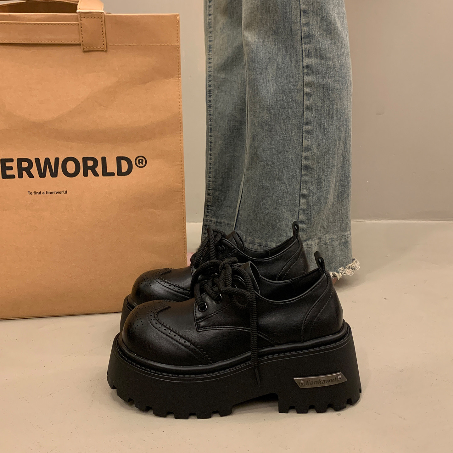 英伦厚底增高系带小皮鞋女春季法式深口单鞋2026新款乐福玛丽珍鞋,淘宝优惠券,粉丝福利购,淘宝优惠卷