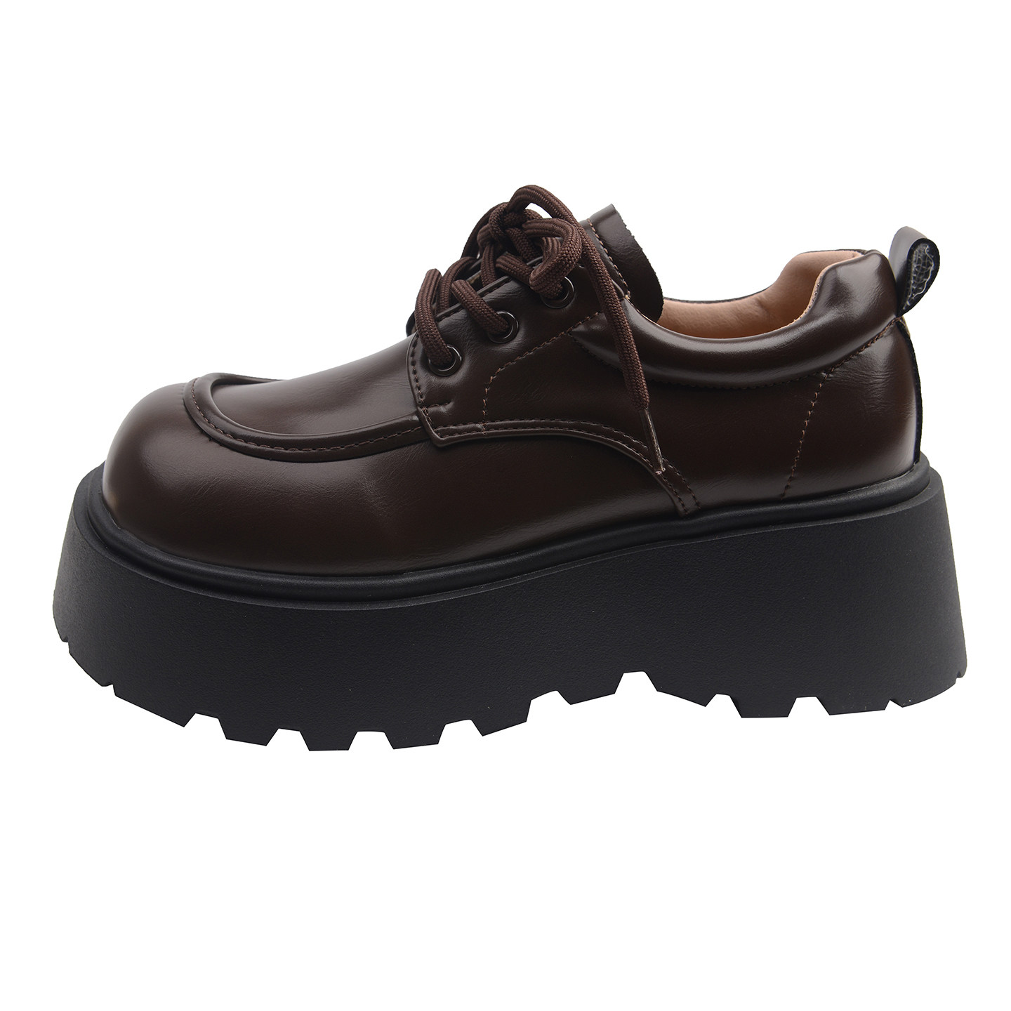 复古英伦风厚底增高小皮鞋女秋冬百搭系带松糕单鞋2025新款乐福鞋,淘宝优惠券,粉丝福利购,淘宝优惠卷