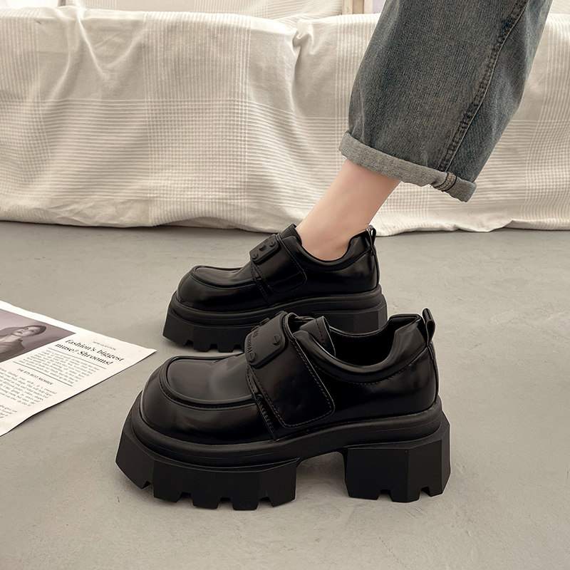 英伦风百搭黑色厚底增高小皮鞋女单鞋2025新款秋冬季玛丽珍乐福鞋,淘宝优惠券,粉丝福利购,淘宝优惠卷