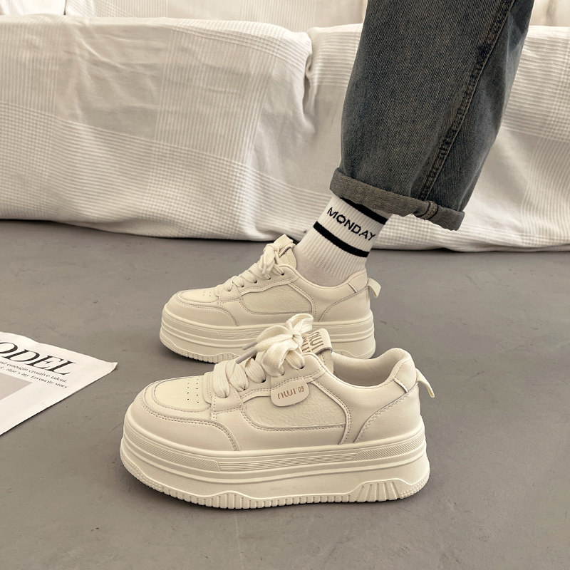 爆款百搭厚底小白鞋女小众板鞋2025新款秋冬季增高休闲运动面包鞋,淘宝优惠券,粉丝福利购,淘宝优惠卷