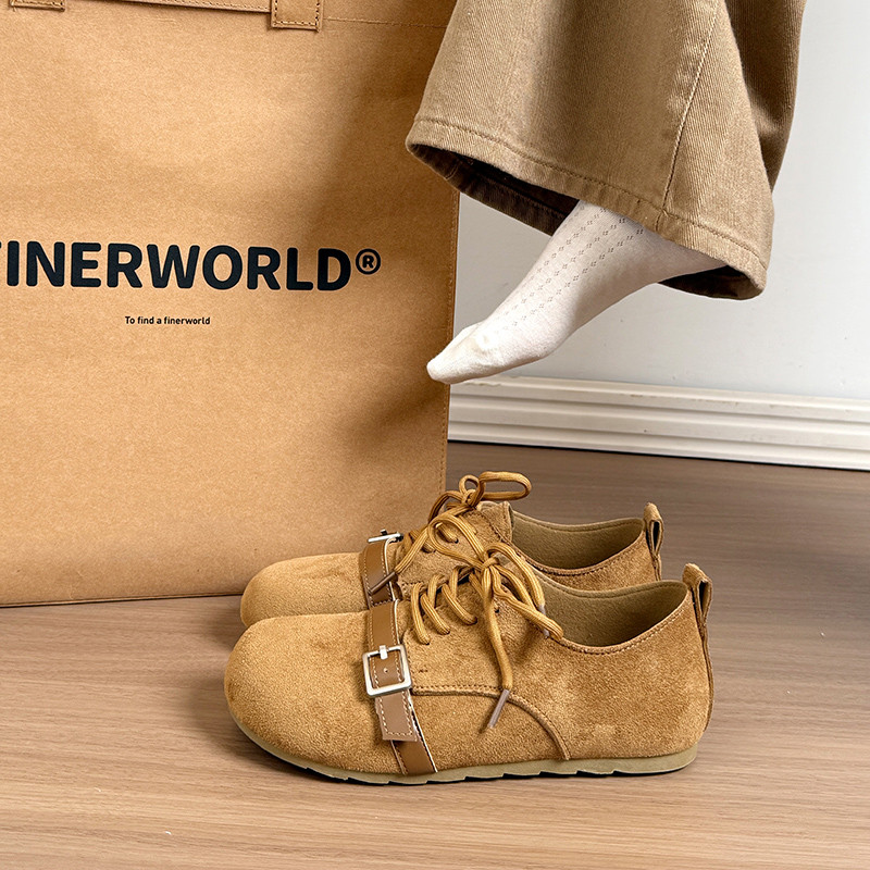 绝美厚底深口单鞋女春季百搭配裙子2026新款勃肯鞋系带复古乐福鞋,淘宝优惠券,粉丝福利购,淘宝优惠卷