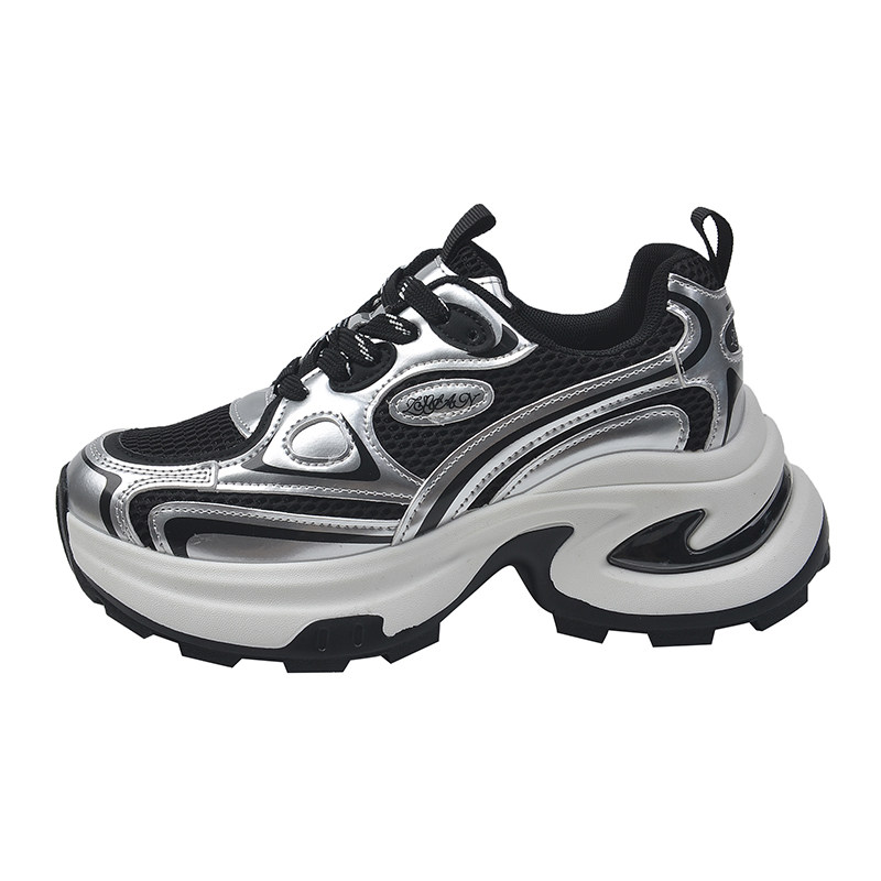 欧货银色厚底老爹鞋女小个子增高2025超火新款秋冬百搭运动休闲鞋,淘宝优惠券,粉丝福利购,淘宝优惠卷