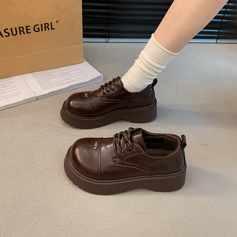 英伦风松糕厚底系带小皮鞋女深口单鞋2026新款春秋季玛丽珍乐福鞋,淘宝优惠券,粉丝福利购,淘宝优惠卷