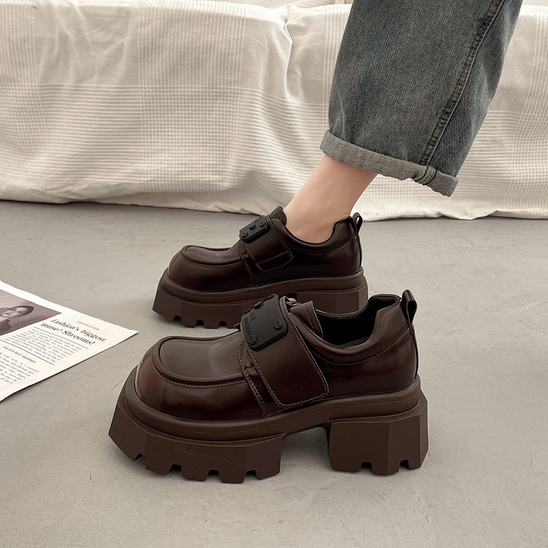 英伦风百搭黑色厚底增高小皮鞋女单鞋2025新款秋冬季玛丽珍乐福鞋,淘宝优惠券,粉丝福利购,淘宝优惠卷