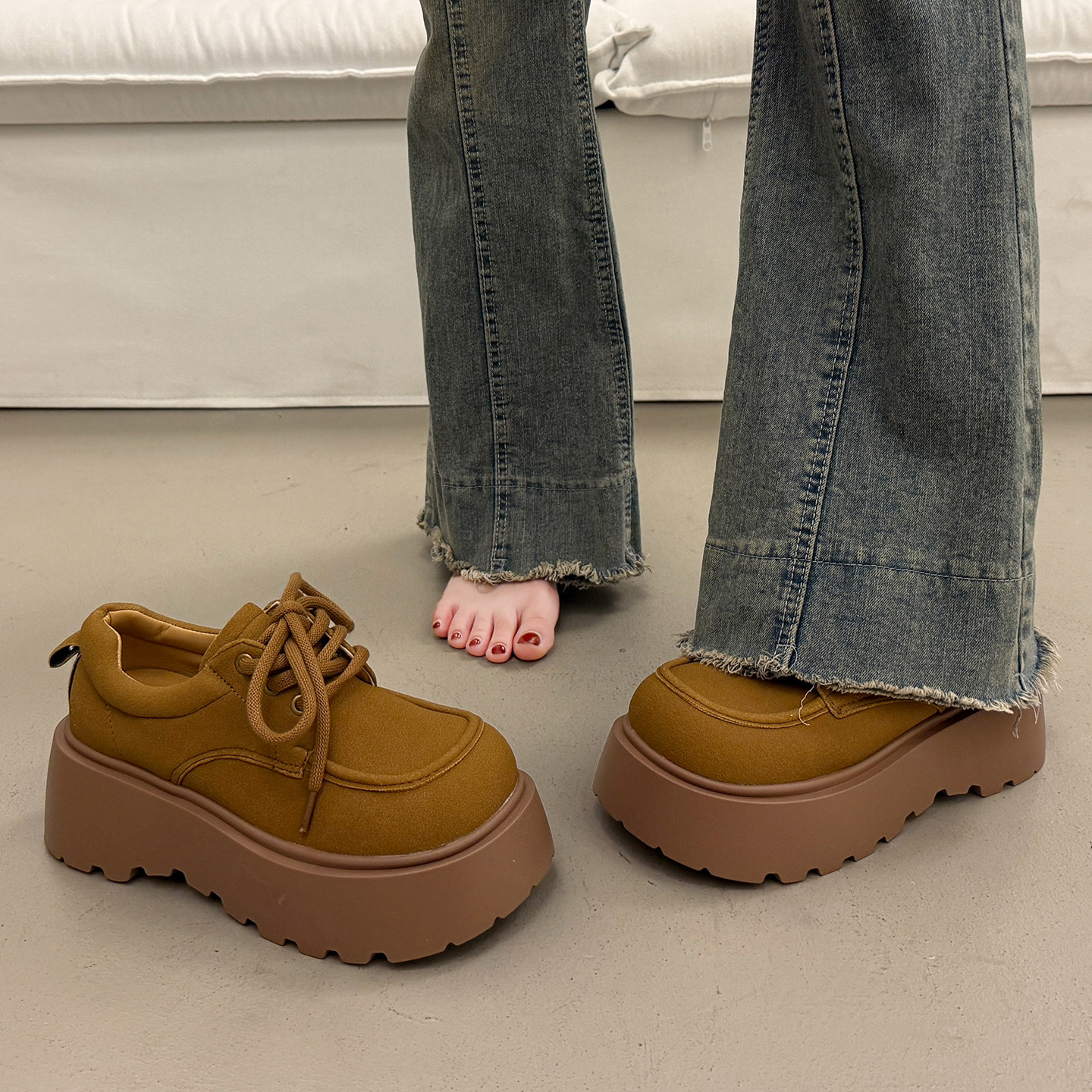 法式百搭系带单鞋女秋冬增高厚底勃肯鞋2025新款松糕乐福玛丽珍鞋,淘宝优惠券,粉丝福利购,淘宝优惠卷