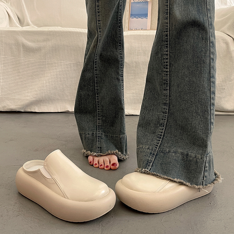 超火厚底包头拖鞋女夏季外穿一脚蹬2024新款高级感法式穆勒半拖鞋