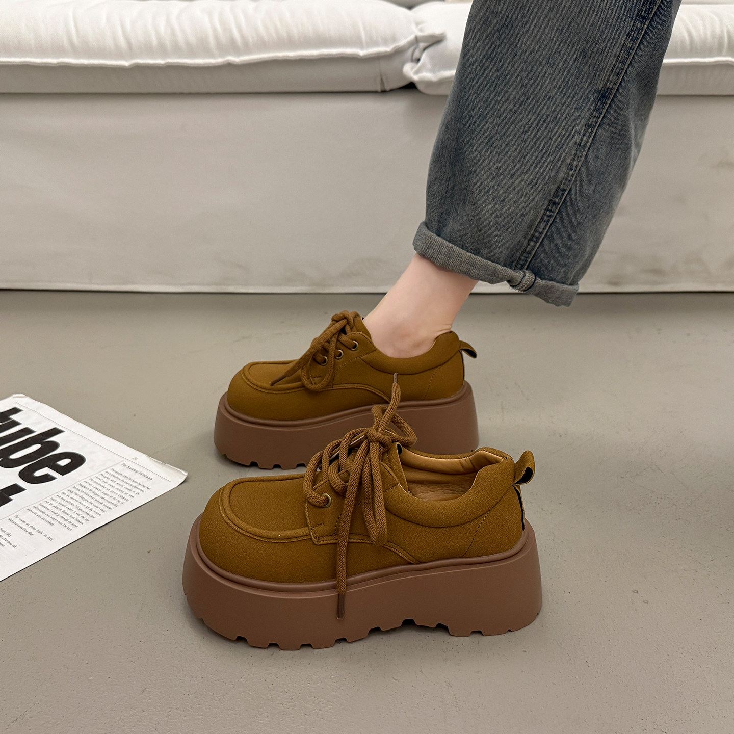 法式百搭系带单鞋女秋冬增高厚底勃肯鞋2025新款松糕乐福玛丽珍鞋,淘宝优惠券,粉丝福利购,淘宝优惠卷