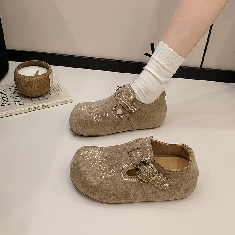 复古一脚蹬厚底勃肯鞋女春秋2026超火新款爆款棕色内增高平底单鞋,淘宝优惠券,粉丝福利购,淘宝优惠卷