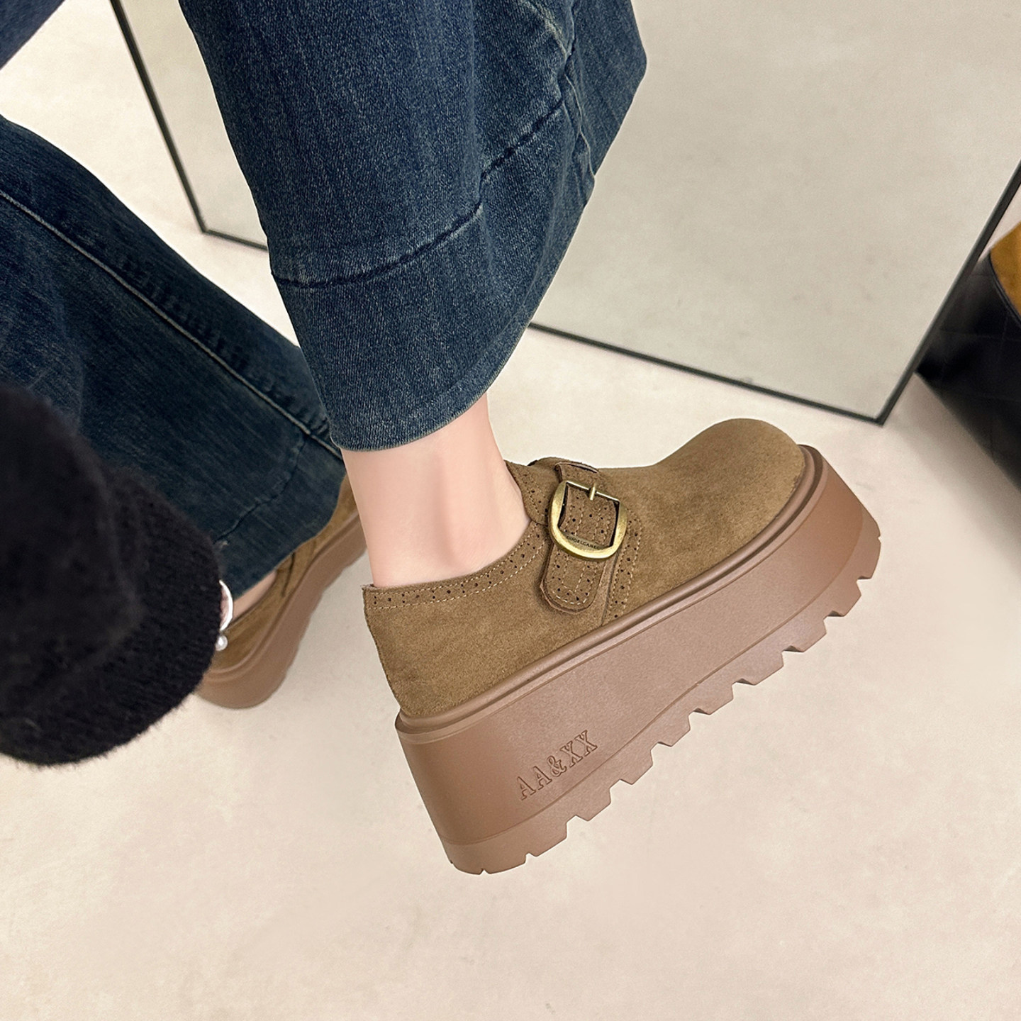 法式气质厚底深口单鞋女增高勃肯鞋2026新款春秋季配裙子玛丽珍鞋,淘宝优惠券,粉丝福利购,淘宝优惠卷