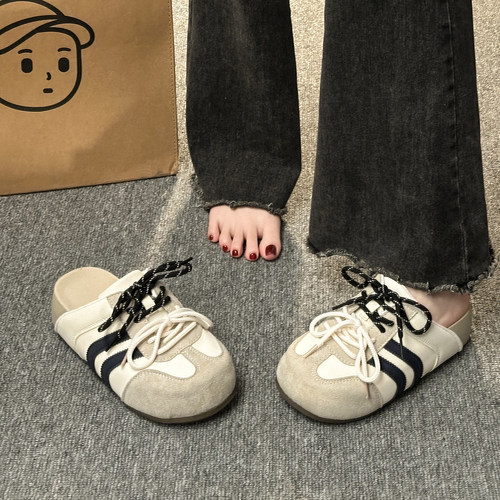 厚底增高德训勃肯鞋女2026新款春夏季女鞋子一脚蹬懒人包头半拖鞋 - 图1