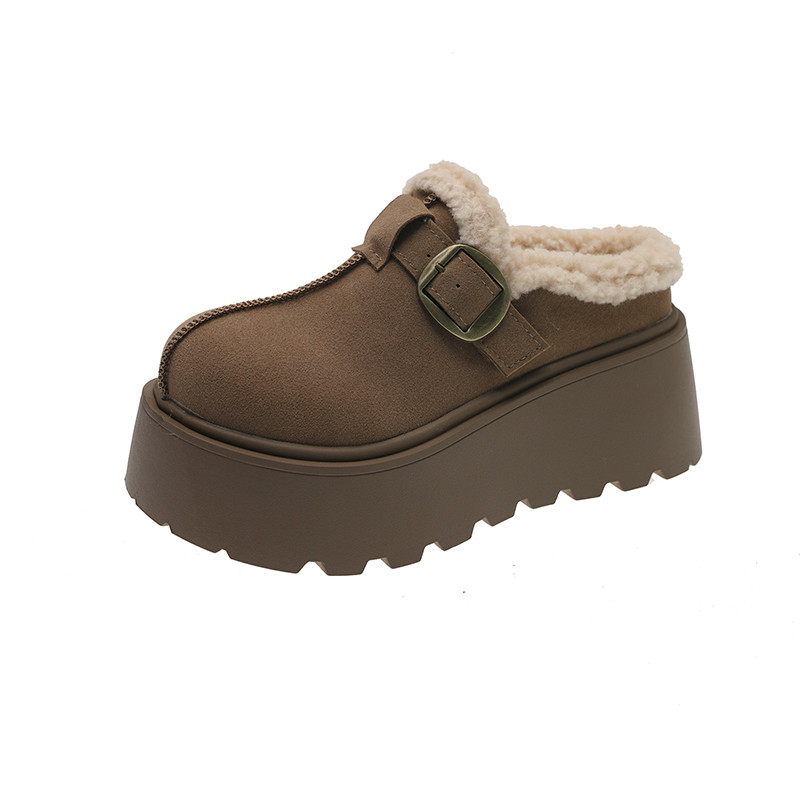 厚底增高复古勃肯鞋包头毛毛半拖鞋女冬季外穿2025新款加绒棉拖鞋,淘宝优惠券,粉丝福利购,淘宝优惠卷
