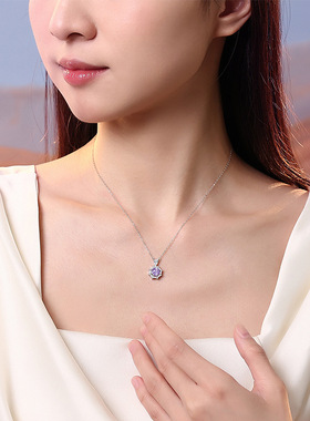 紫微星925纯银锁骨链女生日礼物