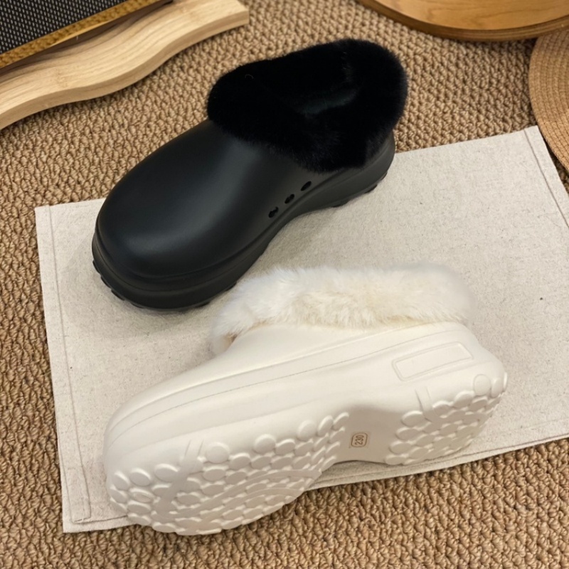 加绒勃肯鞋女2025冬季毛毛防水厚底懒人鞋保暖一脚蹬羊羔毛棉鞋女 - 图1