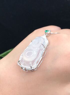 玉髓纯银精工白金镂空吊坠