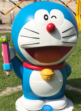 卡通玻璃钢雕塑哆啦A梦叮当猫机器猫商场游乐园美陈装饰招财摆件