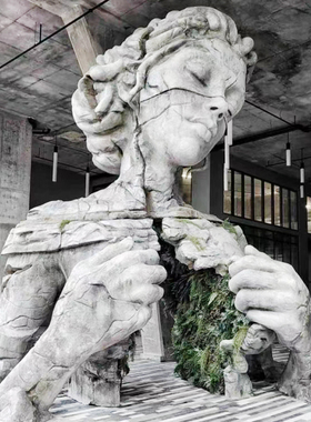 人脸面具门头背景墙壁饰雕塑