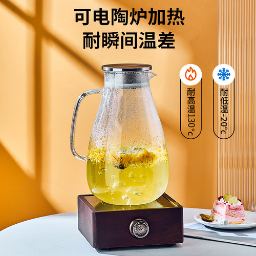 明火高硼硅玻璃冷水壶凉水壶夏季家用耐高温凉水杯防爆凉白开水壶 - 图1