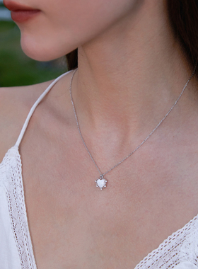 设计师原创彩色欧泊爱心项链礼物