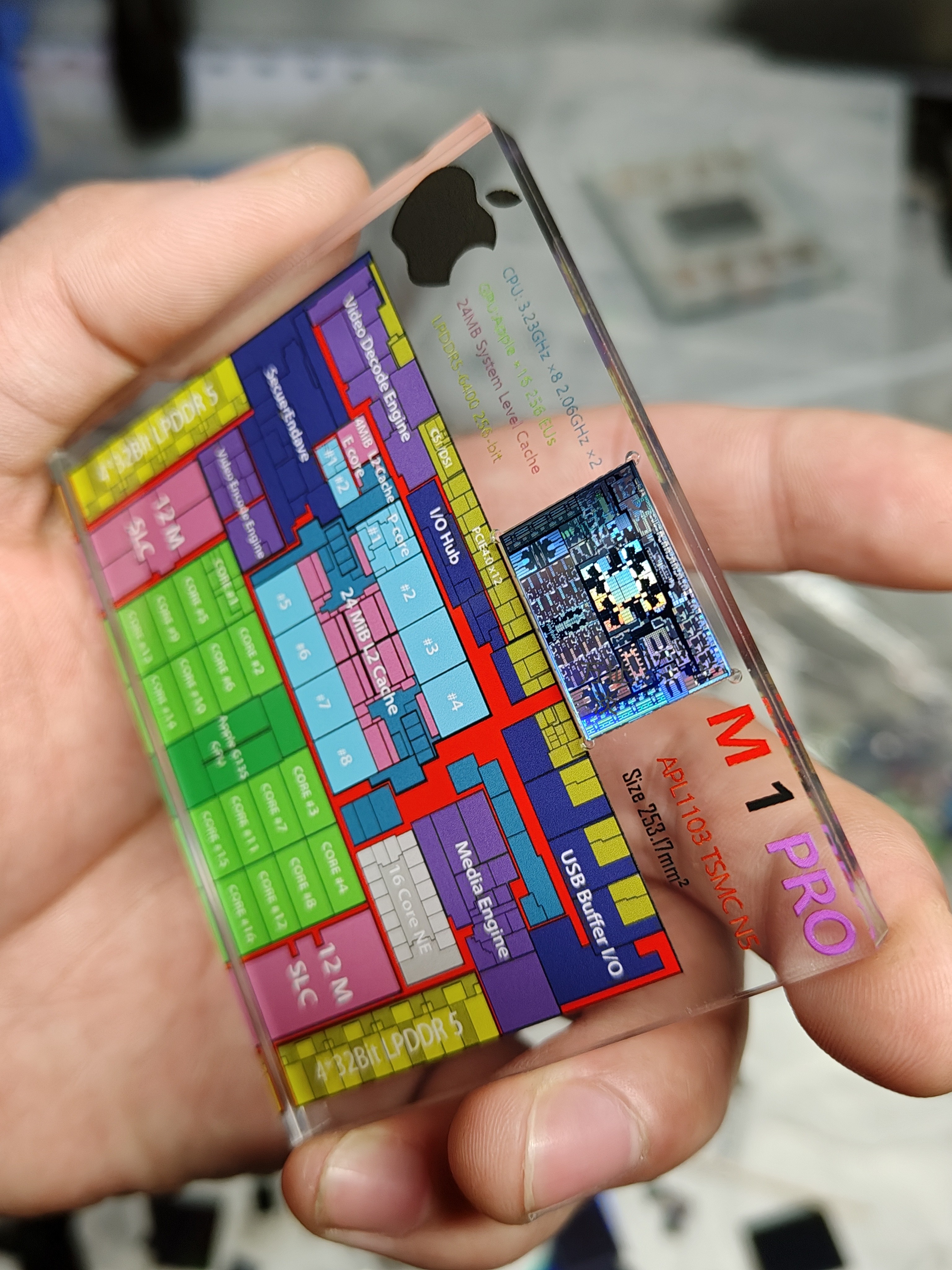 苹果M1 Pro CPU核心晶圆芯片摆件钥匙扣 亚克力,淘宝优惠券,粉丝福利购,淘宝优惠卷